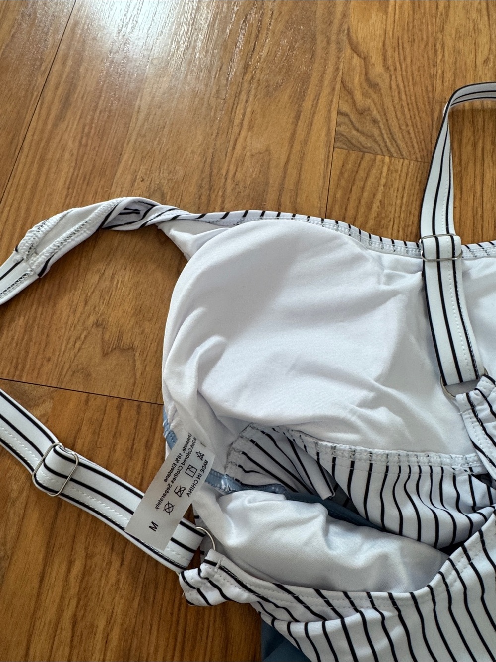 Striped Knot Bust Blue One-Piece Swimsuit - Picture 4 of 5